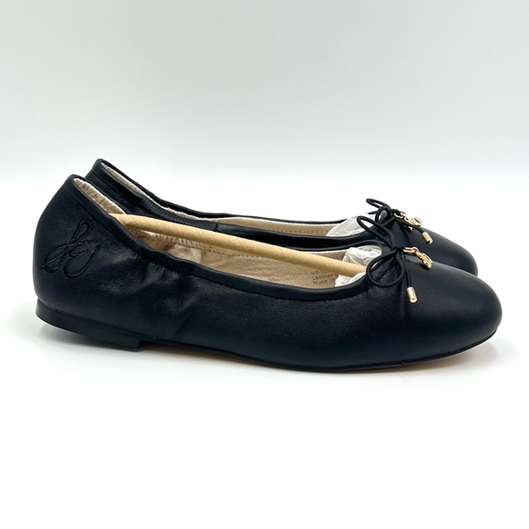 Sam Edelman Big Girls Felicia Mini Black Leather Ballet Flats Shoes Kids 3 NEW - Picture 1 of 12